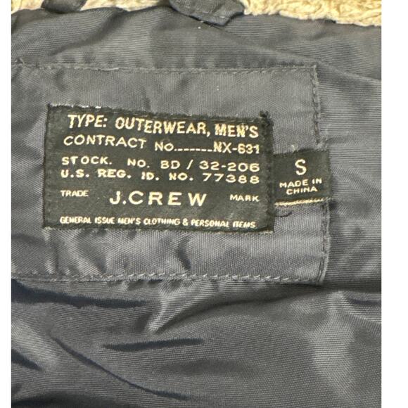 J. Crew Mens Snorkel Parka Jacket Faux Fur Hood Navy Blue Cold Weather Size S - Picture 4 of 16